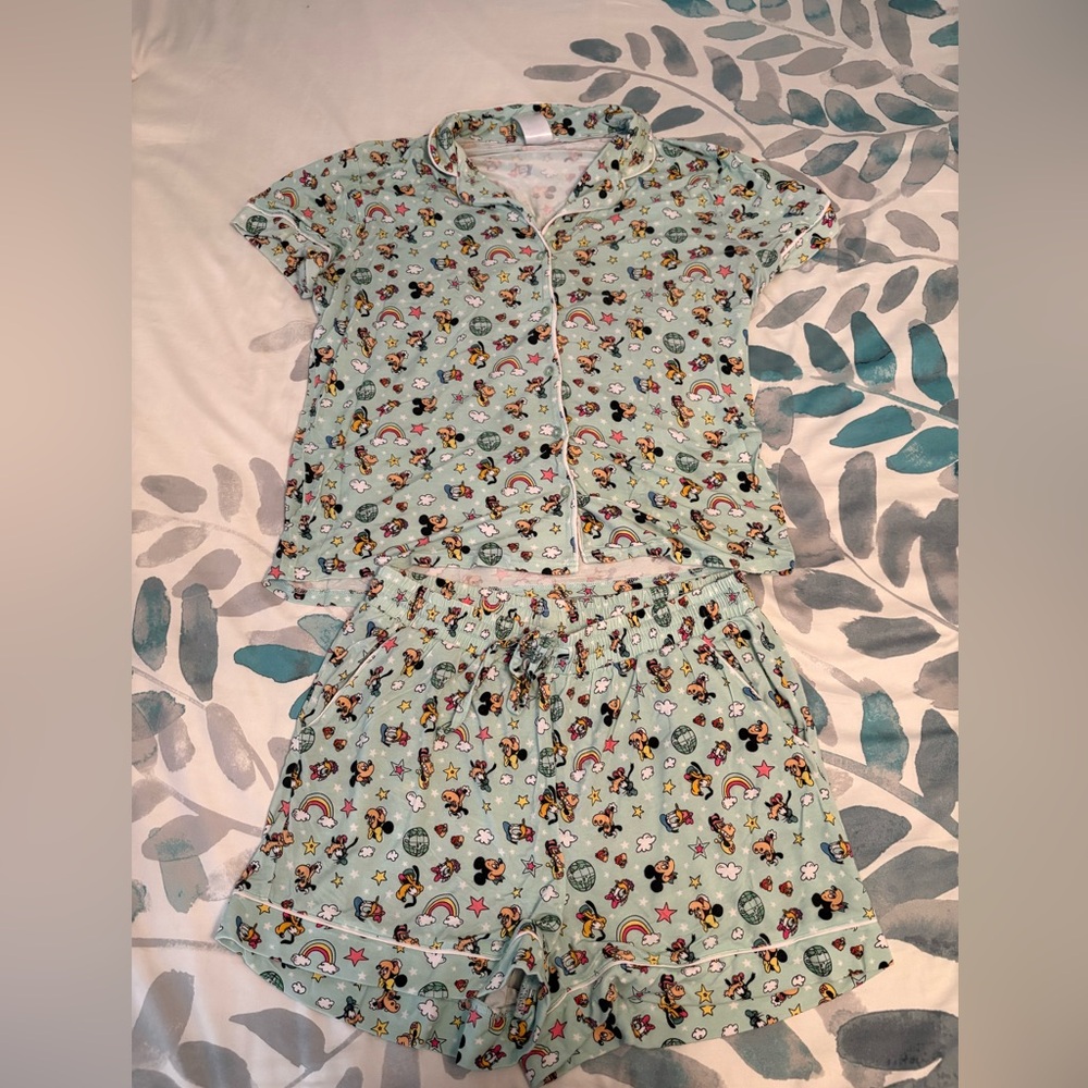 Disney Pajama Set - Blue/green with Characters